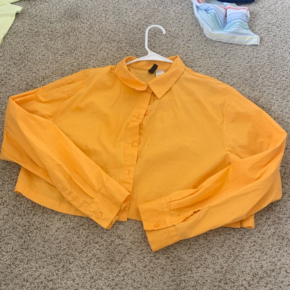 Orange H&M Cropped Button Down